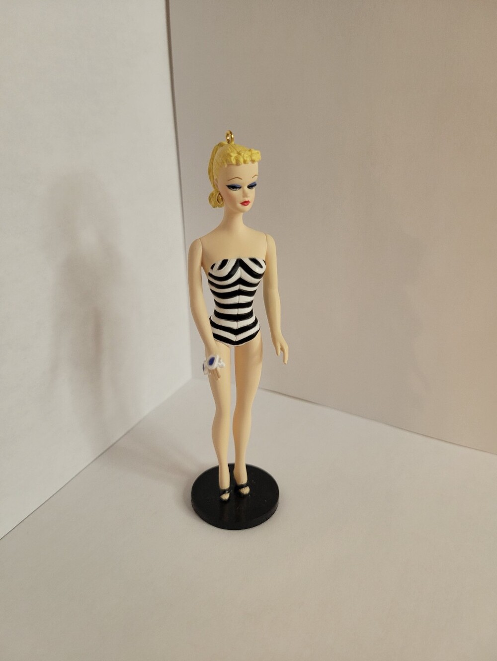 Barbie Debut Black White Striped Swimsuit Ornament with Blonde Hair, Collectible